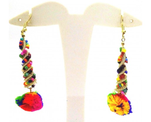 Pompom Pompon Earrings Jewelry Soft Drop Long Dangle Hook Boho Chic Pom pom AE52